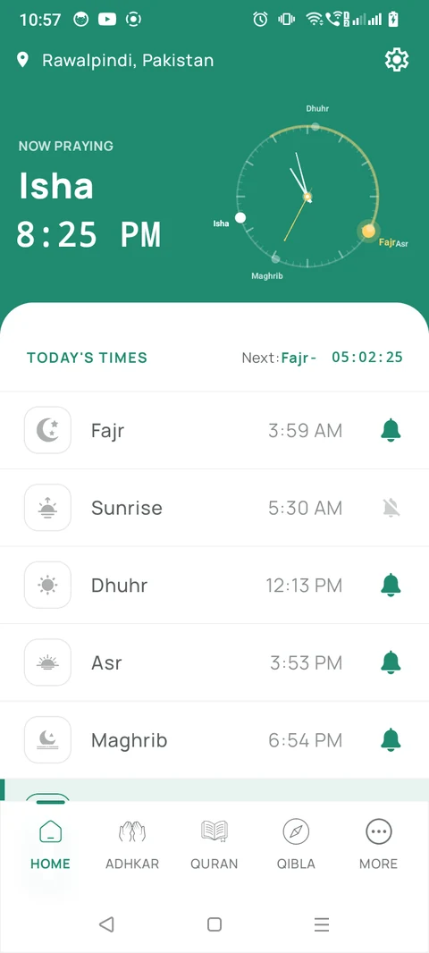 Home screen, light mode
